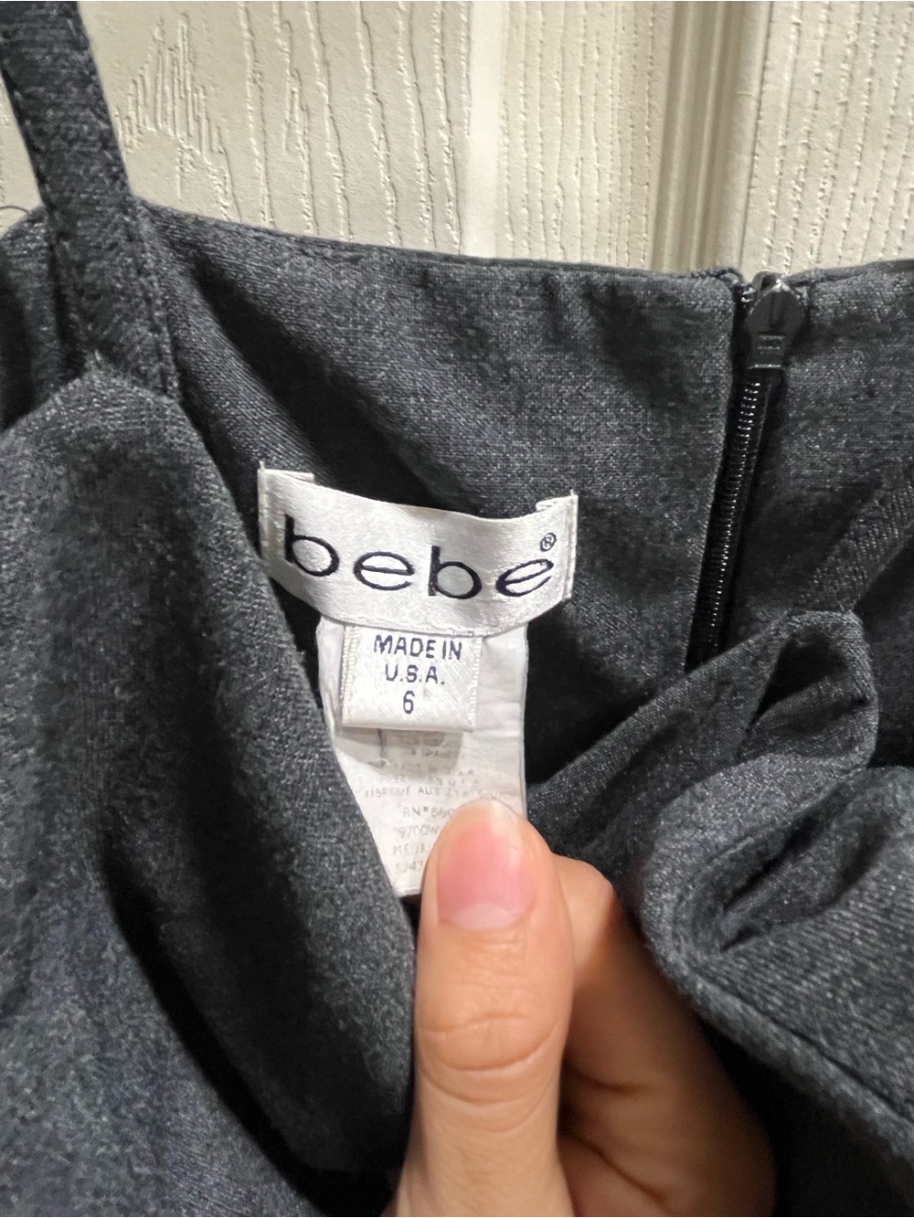 Vtg BEBE Dark Charcoal Formal Dress with Spaghetti Straps - Picture 2 of 4